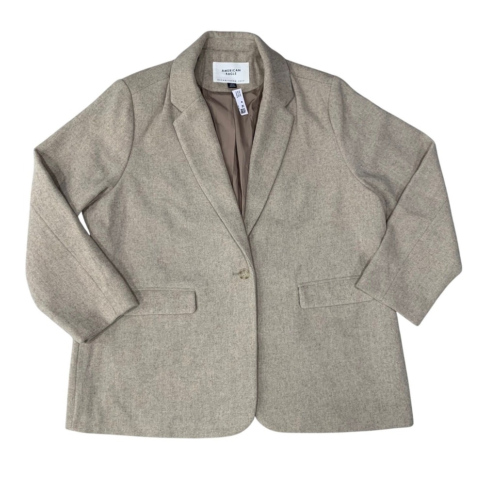 American Eagle Mens‎ Beige Wool Blend Blazer Modern Fit One Button Size XXL NWT